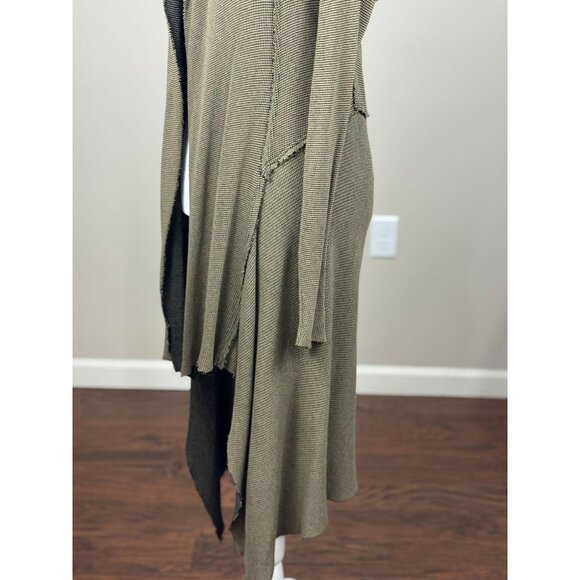 Cut Loose M Green Hooded Cardigan Jacket Drape Front Boho Longline Asymmetrical - Picture 6 of 16
